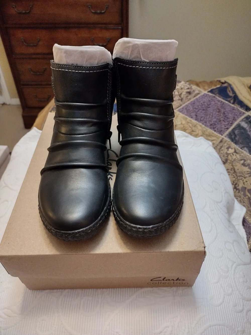 Clarks Women's Black Leather Ankle Boots